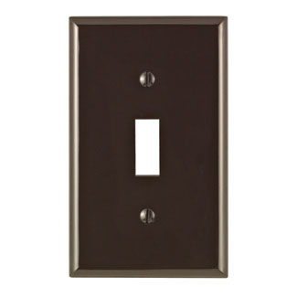 Product image for Leviton 80701 1-Gang Toggle Device Mount Standard Size Brown Switch Wallplate