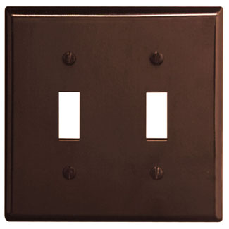Product image for Leviton 85009 4.56 x 0.22 x 4.5 Inch 2-Gang Smooth Brown Thermoset Device Mount Standard Toggle Switch Wallplate