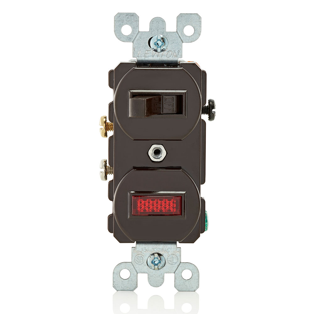 Product image for Leviton 5226 120/277 VAC 15 Amp Brown Thermoplastic Non-Grounding Duplex Combination Switch