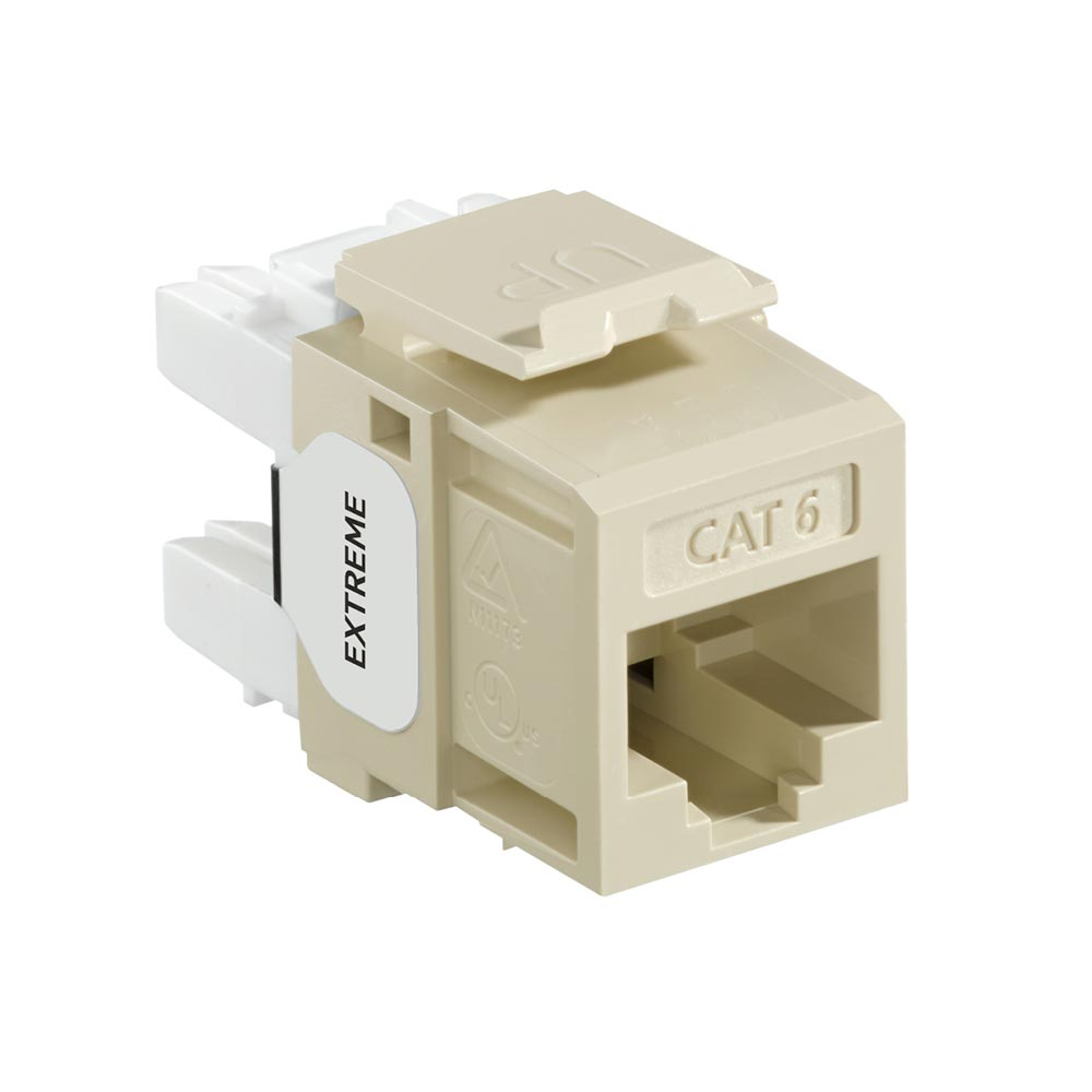 Product image for Leviton 61110-RI6 Category 6 Ivory Plastic Snap-In 8-Position 8-Conductor UTP Jack Modular Connector