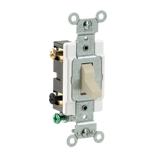 Product image for Leviton CS215-2I 120/277 VAC 15 Amp 2-Pole 2 Hp Ivory Thermoplastic Grounding Toggle Quiet Switch