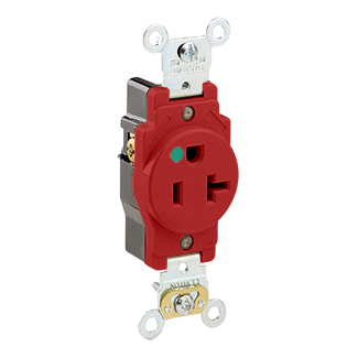 Product image for Leviton 8310-R 20 Amp 125 Volt NEMA 5-20R 2-Pole 3 Wire Red Extra Heavy Duty Hospital Grade Single Receptacle