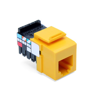 Product image for Leviton 41106-RY6 USOC Yellow Plastic Surface/Flush Mount Snap-In 6-Position 6-Conductor UTP Jack Voice Grade Connector