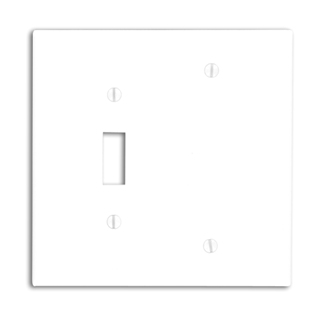 Product image for Leviton 80506-I 4.94 x 0.255 x 4.875 Inch 2-Gang Smooth Ivory Thermoset Box Mount Midway Combination Wallplate