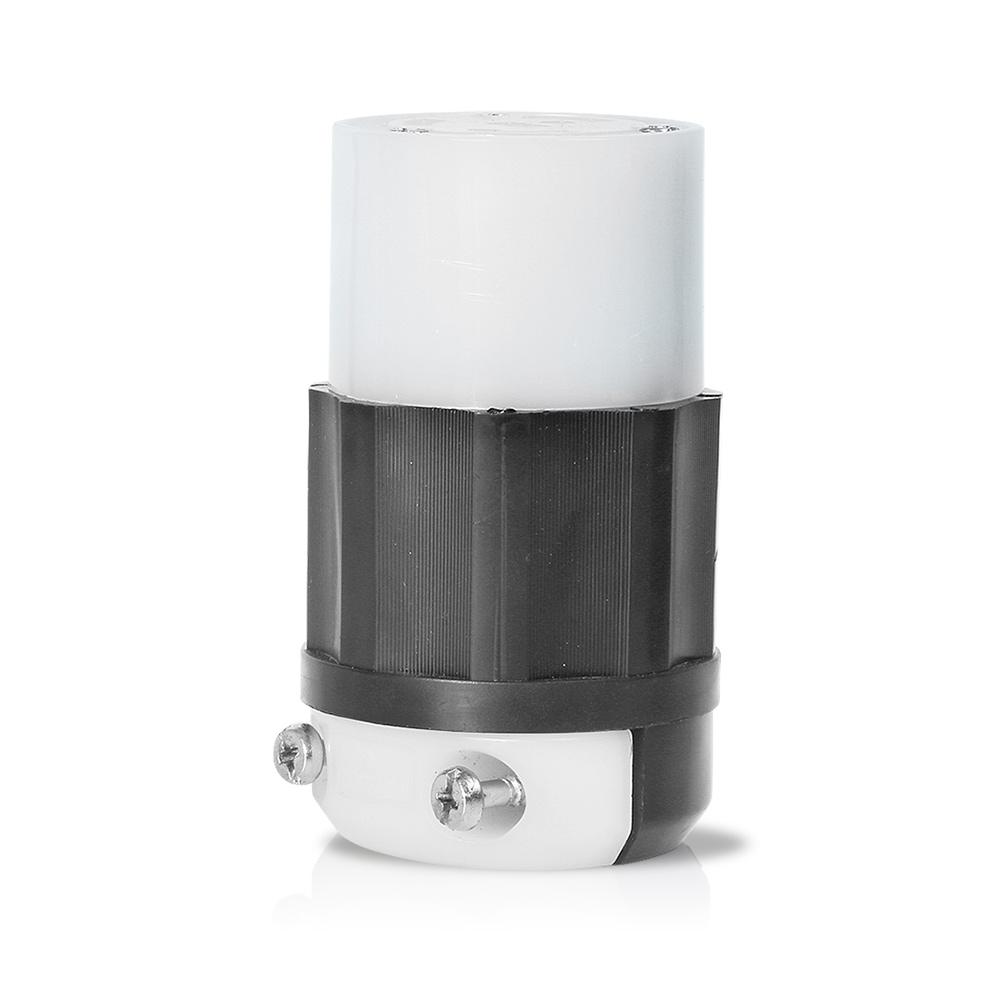 Product image for Leviton 4779-C 277 Volt 15 Amp 2-Pole 3-Wire NEMA L7-15R Black/White Nylon Grounding Locking Connector