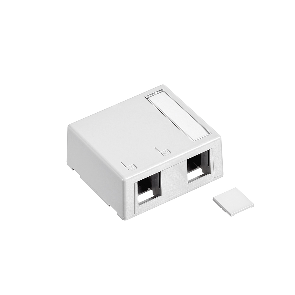 Product image for Leviton 41089-2WP 2.52 x 2.22 x 1.1 Inch 2-Port White Plastic Surface Mount Connector Module Box