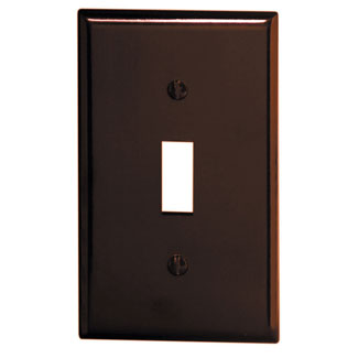 Product image for Leviton 85001 2.75 x 0.22 x 4.5 Inch 1-Gang Smooth Brown Thermoset Device Mount Standard Toggle Switch Wallplate