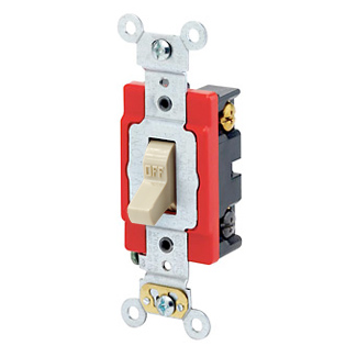Product image for Leviton 1224-2I 120/277 VAC 20 Amp 2 Hp 4-Way Ivory Thermoplastic Self Grounding Toggle Quiet Switch