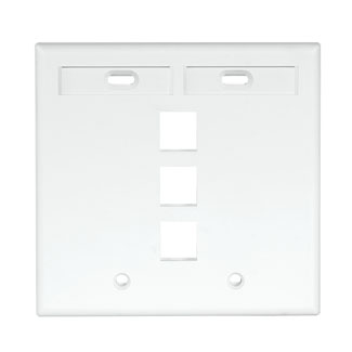 Product image for Leviton 42080-3WP 2-Gang 3-Port White QuickPort Wallplate with ID Windows