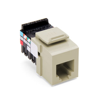 Product image for Leviton 41106-RI6 USOC Ivory Plastic Surface/Flush Mount Snap-In 6-Position 6-Conductor UTP Jack Voice Grade Connector