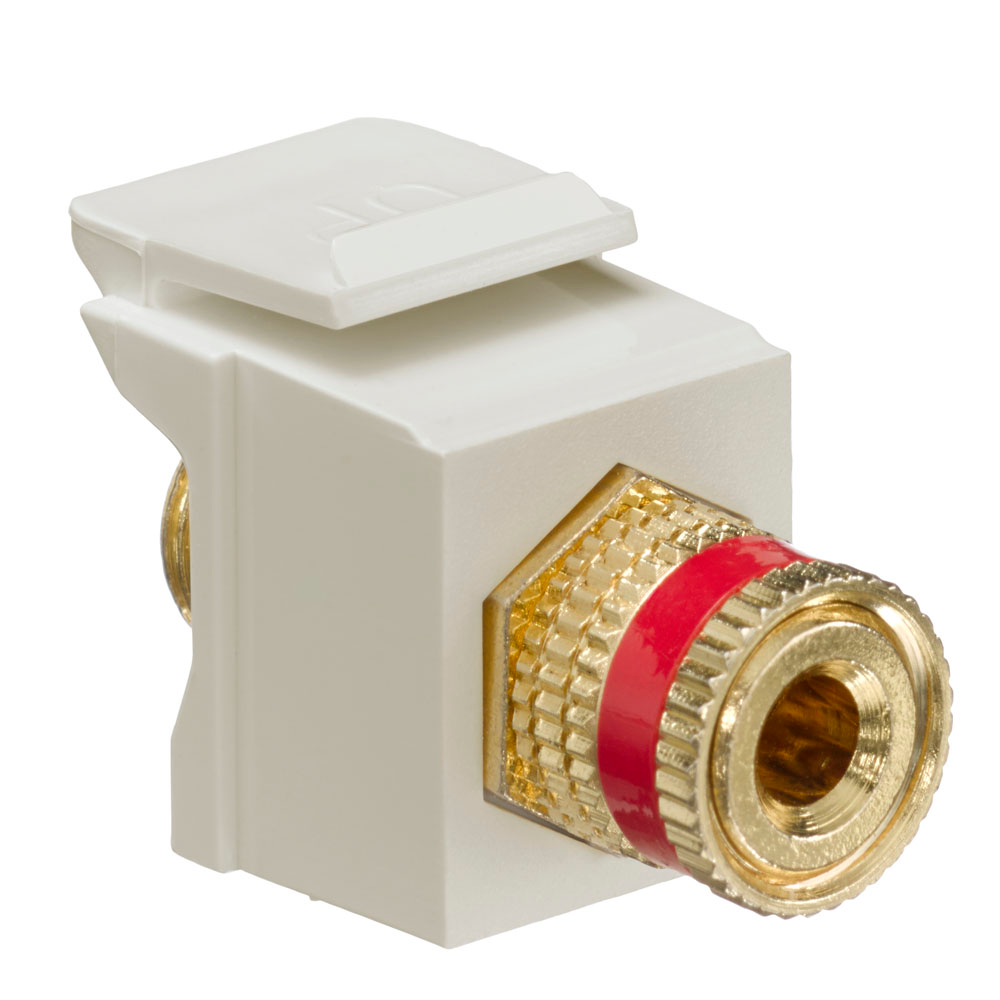 Product image for Leviton 40833-BIR Ivory Plastic Surface/Flush Mount Snap-In Feed-Through Binding Post Audio/Video Connector