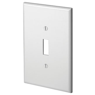 Product image for Leviton 88101 3.5 x 0.255 x 5.25 Inch 1-Gang Smooth White Thermoset Device Mount Oversize Toggle Switch Wallplate