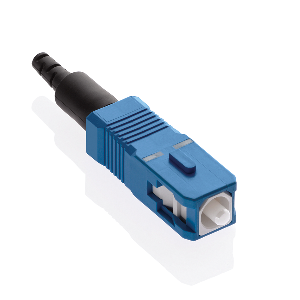 Product image for Leviton 49991-SSC Blue Pre-Polished OS2 Single Mode Fiber Optic Connector