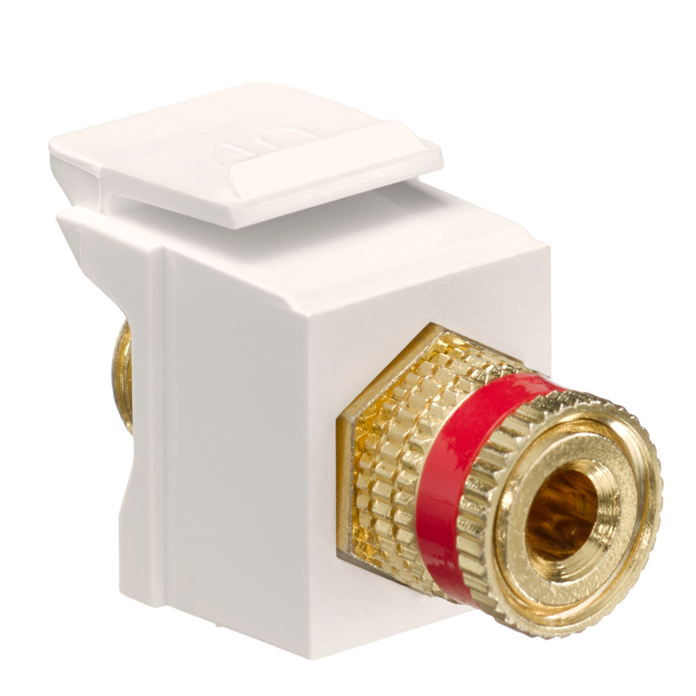 Product image for Leviton 40833-BTR Light Almond Plastic Surface/Flush Mount Snap-In Feed-Through Binding Post Audio/Video Connector