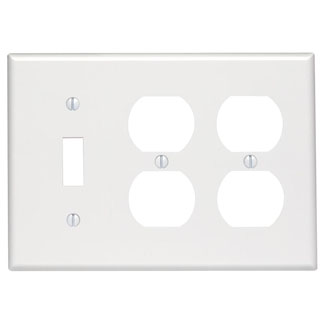 Product image for Leviton 88047 6.38 x 0.22 x 4.5 Inch 3-Gang Smooth White Thermoset Device Mount Standard Combination Wallplate