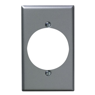 Product image for Leviton 4927 2.75 x 0.187 x 4.5 Inch 1-Gang Aluminum Steel Device Mount Standard Receptacle Wallplate