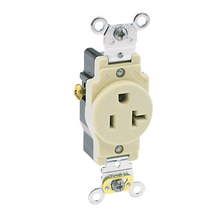 Product image for Leviton 5351-I 125 Volt 20 Amp 2-Pole 3-Wire NEMA 5-20R 1 Hp Ivory Thermoplastic Nylon Straight Blade Receptacle