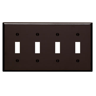 Product image for Leviton 85012 8.19 x 0.22 x 4.5 Inch 4-Gang Smooth Brown Thermoset Device Mount Standard Toggle Switch Wallplate