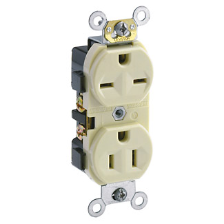 Product image for Leviton 5031-I 15 Amp 125/250 Volt NEMA 5-15R_6-15R 2-Pole 3 Wire Narrow Body Straight Blade Ivory Duplex Receptacle