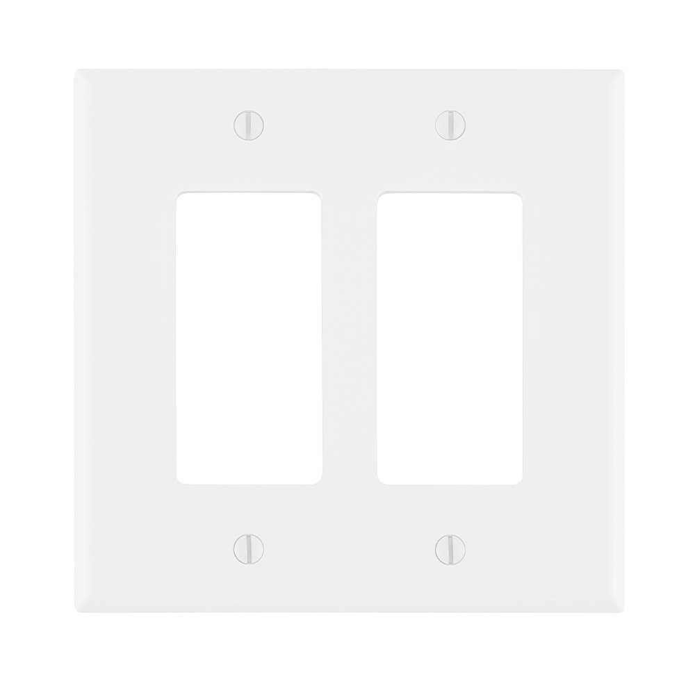 Product image for Leviton PJ262-W 2-Gang GFCI Device Midway Size Thermoplastic Nylon Device Mount White Decora Wallplate