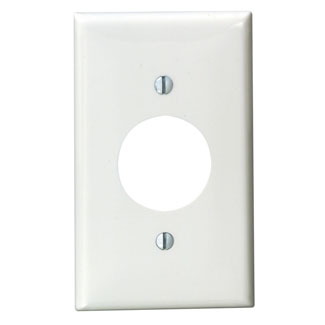 Product image for Leviton 80704-W 2.75 x 0.215 x 4.5 Inch 1-Gang Smooth White Thermoplastic Nylon Device Mount Standard Receptacle Wallplate