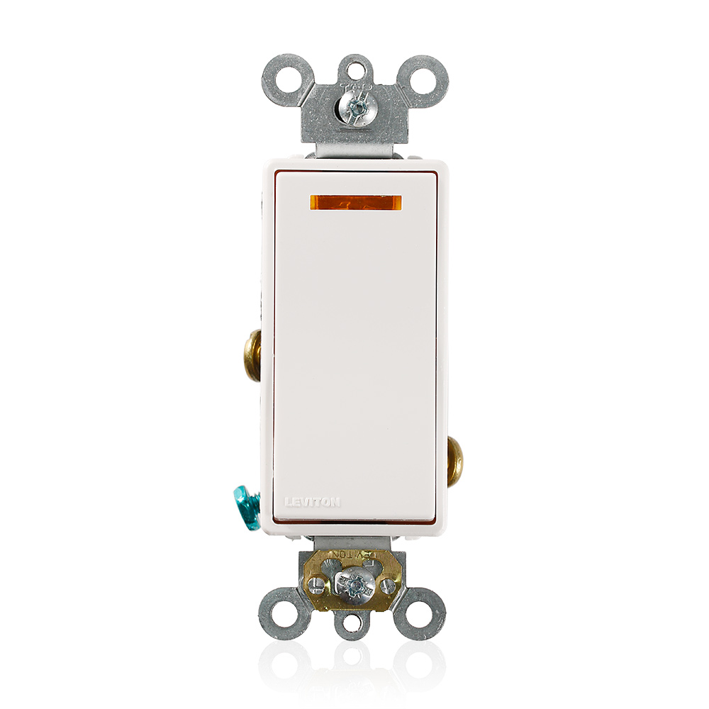 Product image for Leviton 5649-2W 20 Amp 277 Volt Decora Plus Rocker Lighted Handle Illuminated OFF 1-Pole White AC Quiet Switch