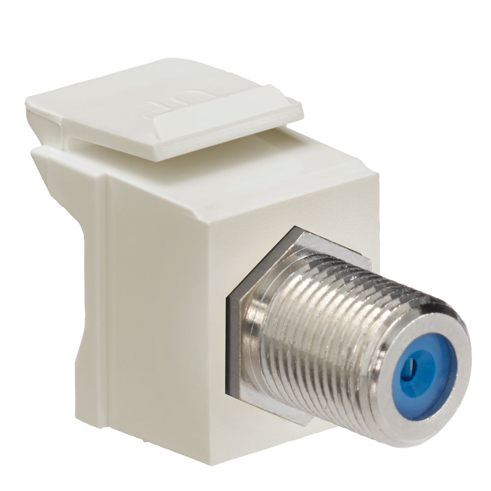 Product image for Leviton 41084-FIF 75 Ohm Nickel Plated Ivory Plastic Female-to-Female Screw-On Feed-Through F-Connector