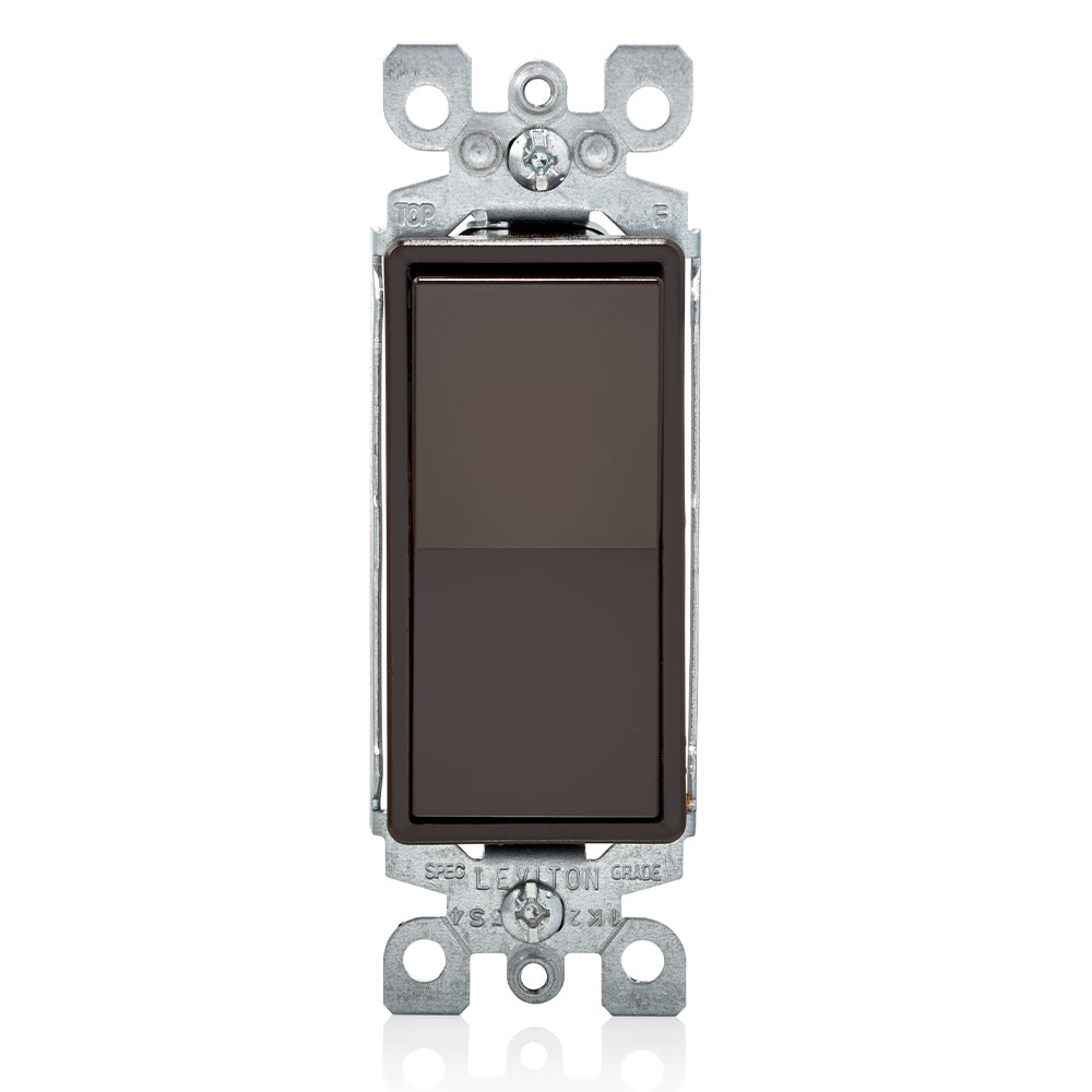 Product image for Leviton 5603-2 120/277 VAC 15 Amp 2 Hp 3-Way Brown Thermoplastic Grounding Standard Rocker Decorator Quiet Switch