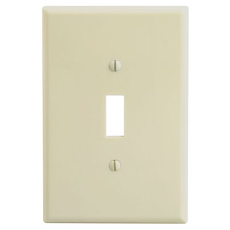 Product image for Leviton 86101 3.5 x 0.255 x 5.25 Inch 1-Gang Smooth Ivory Thermoset Device Mount Oversize Toggle Switch Wallplate