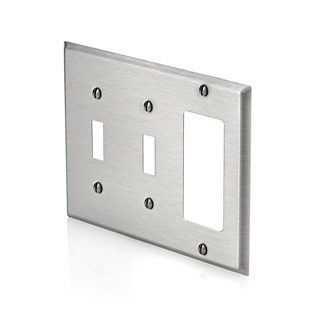 Product image for LEV 84421-40 3 GANG 302 SS 2 TOGGLE