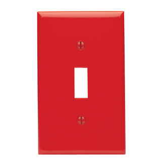 Product image for Leviton 80701-R 1-Gang Toggle Device Mount Standard Size Thermoplastic Nylon Red Switch Wallplate