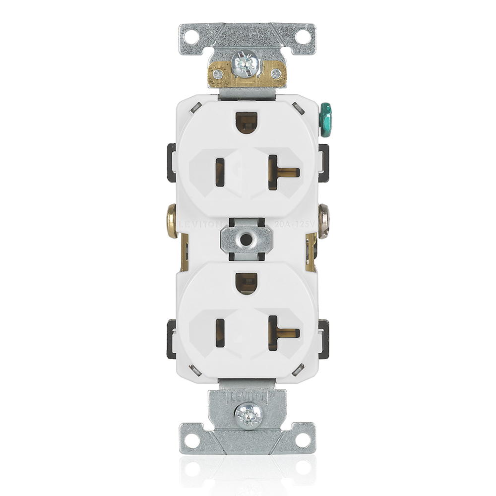 Product image for Leviton BR20-W 20amp Commercial Grade White Duplex Receptacle