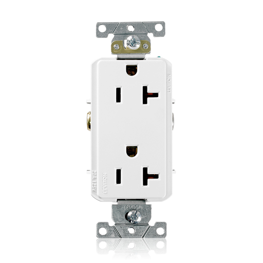 Product image for Leviton 16352-W 20amp Commercial Grade White Decora Receptacle