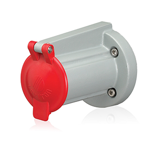 RECEPTACLE COVER WITH SNAP BACK LID FOR 17, 19, 22R22, 22R23 SERIES 90 DEGREE PANEL RECEPTACLES. NEMA 3R RATED. RED