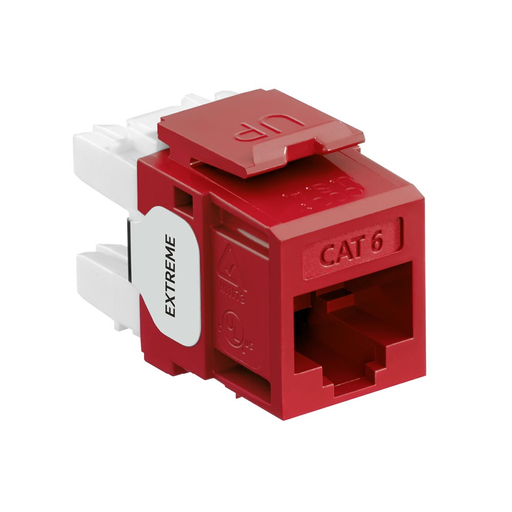Product image for Leviton 61110-RR6 Category 6 Dark Red Plastic Snap-In 8-Position 8-Conductor UTP Jack Modular Connector