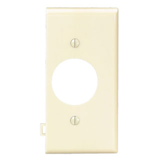 1-Gang Single 1.406 Hole Outlet/Receptacle Wallplate, Sectional, Thermosplastic Nylon, End Panel, Ivory