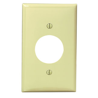 Product image for Leviton 80704-I 2.75 x 0.215 x 4.5 Inch 1-Gang Smooth Ivory Thermoplastic Nylon Device Mount Standard Receptacle Wallplate