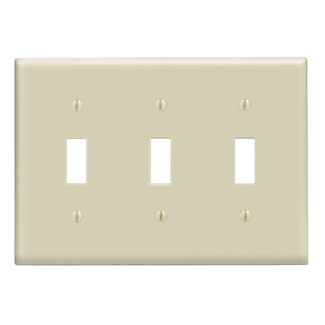 Product image for Leviton 86011 3-Gang Toggle Switch Wallplate, Thermoset, Ivory