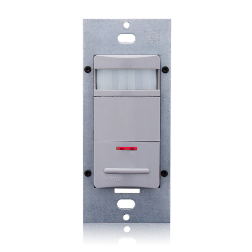 Product image for Leviton ODS10-IDG 180 Degree 2100 Square Foot Coverage Gray Decora Passive Infrared Wall Switch Occupancy Sensor