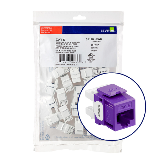Product image for LEV 61110-BP6 EXTREME CAT 6 UTP JAC