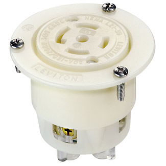 30 Amp, 120/208 Volt, Flanged Outlet Locking Receptacle, Industrial Grade