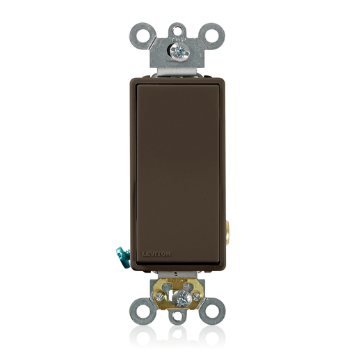 Product image for Leviton 5621-2 20 Amp 120/277 Volt Decora Plus Rocker 1-Pole Brown AC Quiet Switch