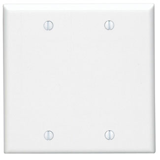 Product image for Leviton 88025 2-Gang Blank Wallplate, Thermoset, White