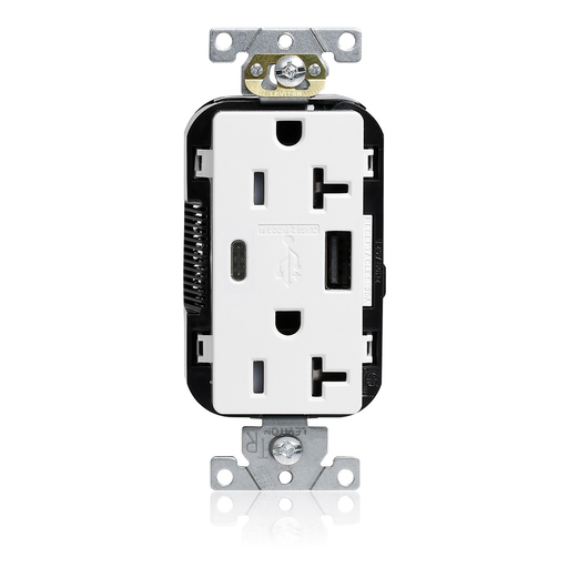 Product image for LEV M58AC-W 20A LEV-LOK USB TR OUTL