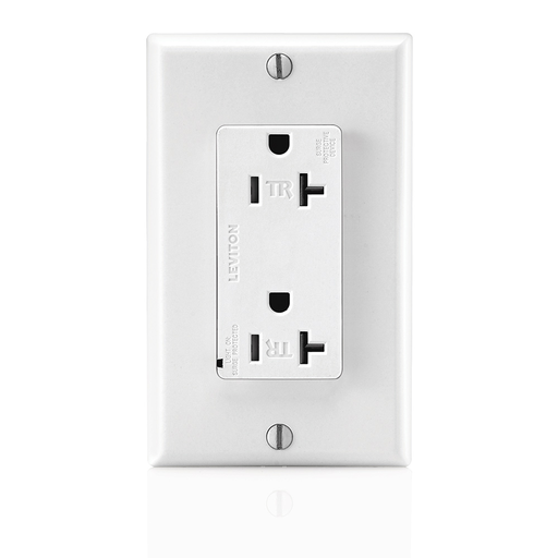 Product image for LEV T5380-W WH TR TVSS DUP REC 20A1