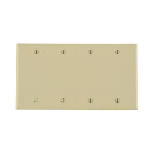 Product image for Leviton 86064 8.19 x 0.22 x 4.5 Inch 4-Gang Smooth Ivory Thermoset Box Mount Standard Blank Wallplate