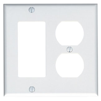 Product image for Leviton 84455-40 2-Gang 1-Duplex 1-Decora/GFCI Device Standard Size 302 Stainless Steel Combination Wallplate