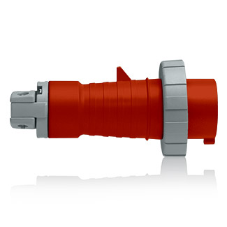 Product image for Leviton 420P7W 480 Volt 3-Phase 20 Amp 3-Pole 4-Wire Red Resin 357 IP67 IEC Pin and Sleeve Plug