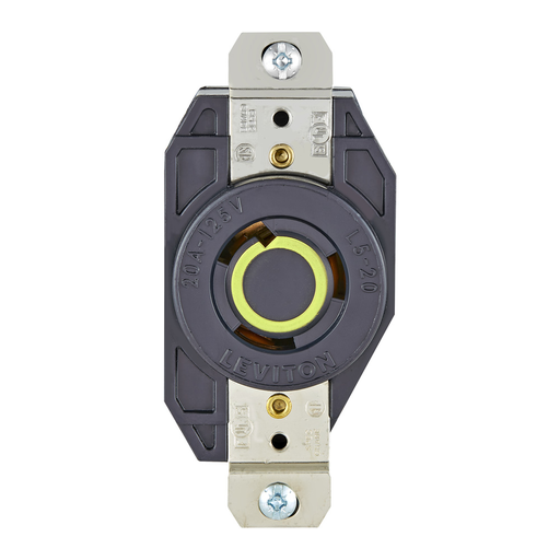 Product image for Leviton 2310 20amp 125v Black Locking Single Flush Receptacle, 2-Pole 3-Wire, Industrial Grade