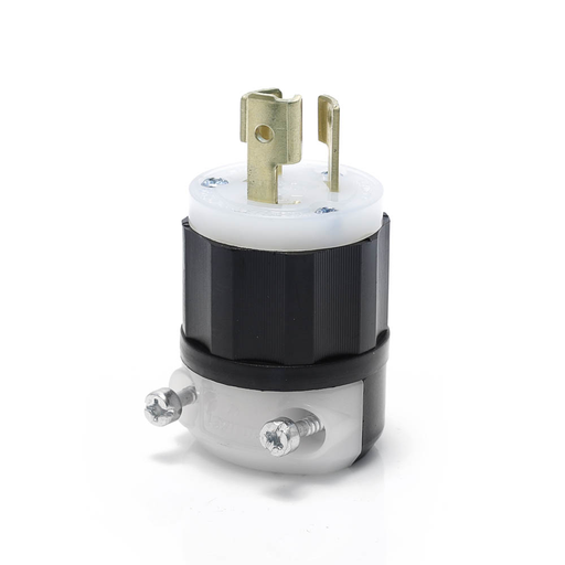 Locking Plug, 15 Amp, 277 Volt, Industrial Grade, Black & White